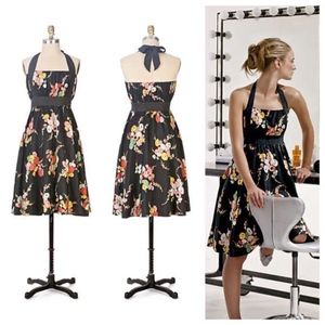 Moulinette Soeurs Black Go-See Floral Halter Dress